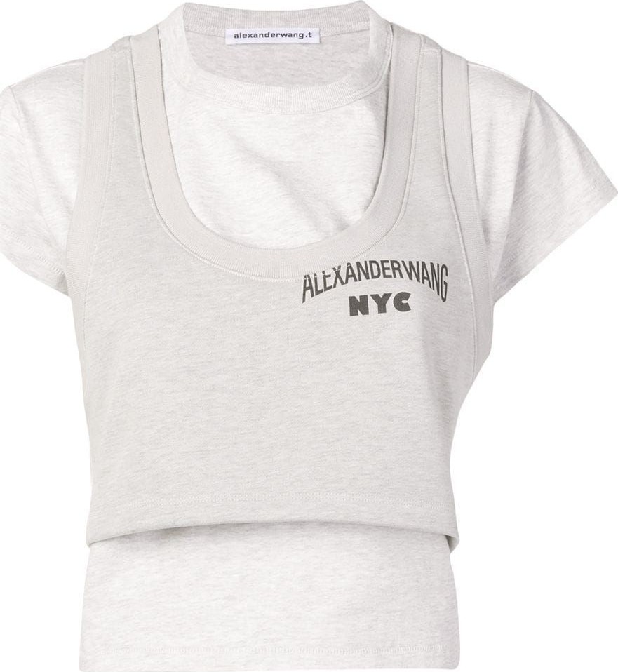 T By Alexander Wang bi-layer logo crop top