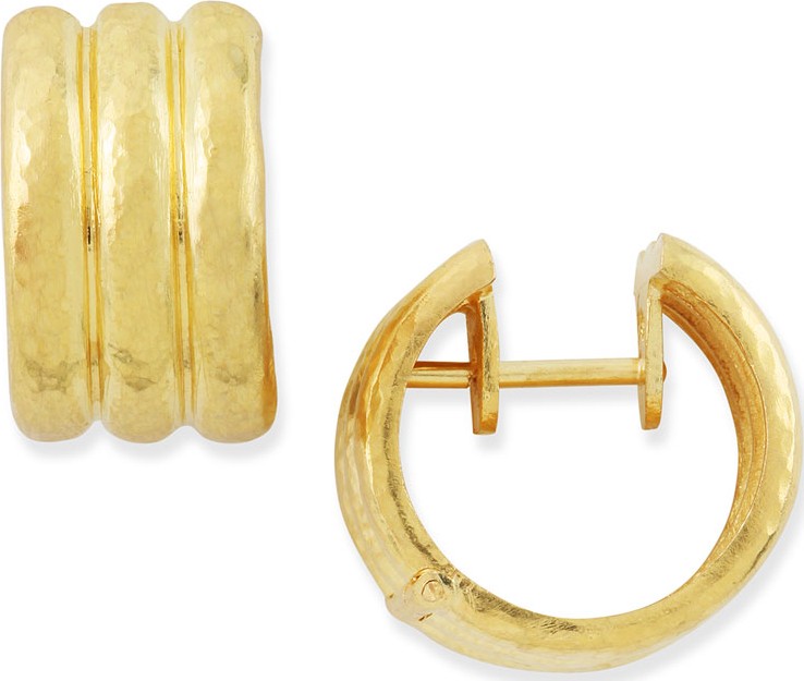 Elizabeth Locke 19k Gold Banded Hoop Earrings