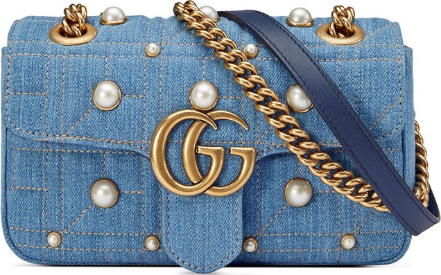 Gucci GG Marmont 2.0 Mini Denim Shoulder Bag