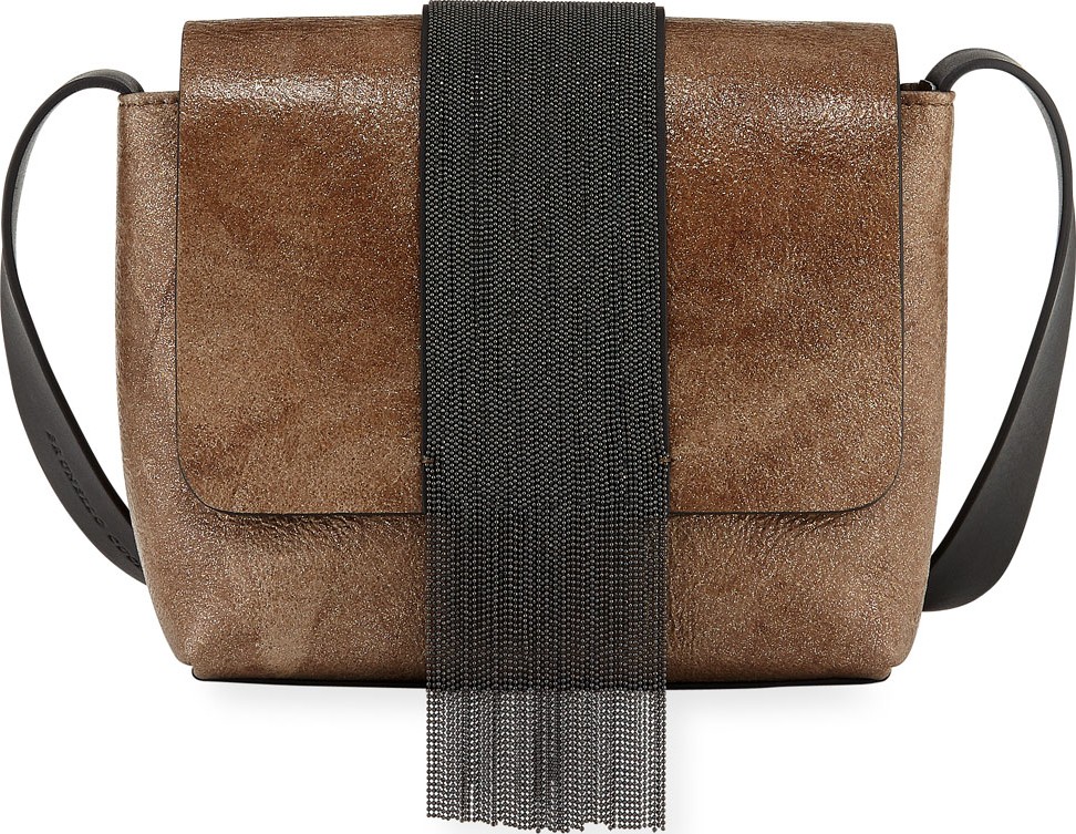 Brunello Cucinelli Mixed Metallic Mirrored Crossbody Bag