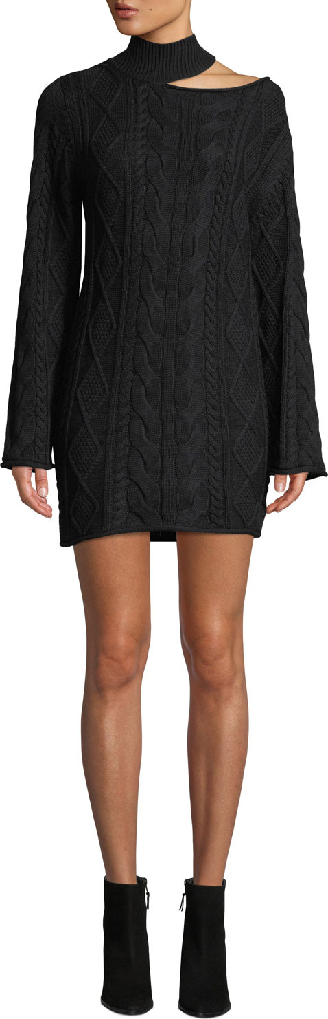 RtA Corin Turtleneck Cutout Mini Sweaterdress