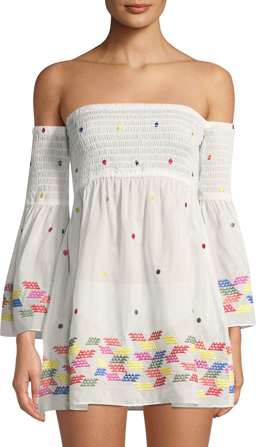 MILLY Milly Smocked Embroidered Coverup Dress