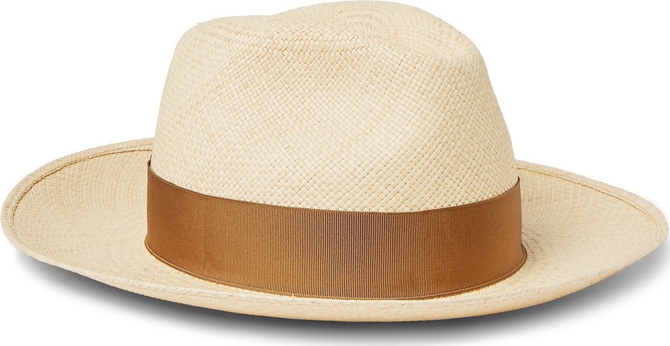 Borsalino Grosgrain-Trimmed Straw Panama Hat