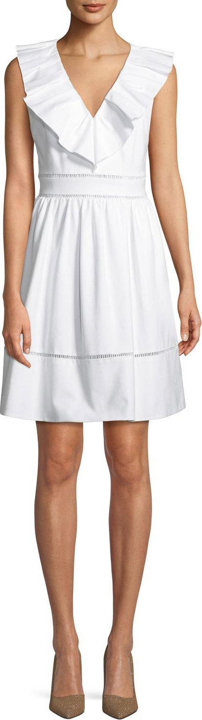 Kate Spade New York ruffle-neck sleeveless cotton dress