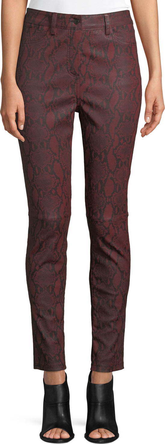 A.L.C. Turner Snake-Print Leather Skinny Pants