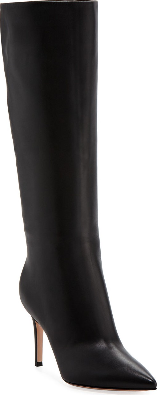 Gianvito Rossi Point-Toe Leather Mid-Calf Boot