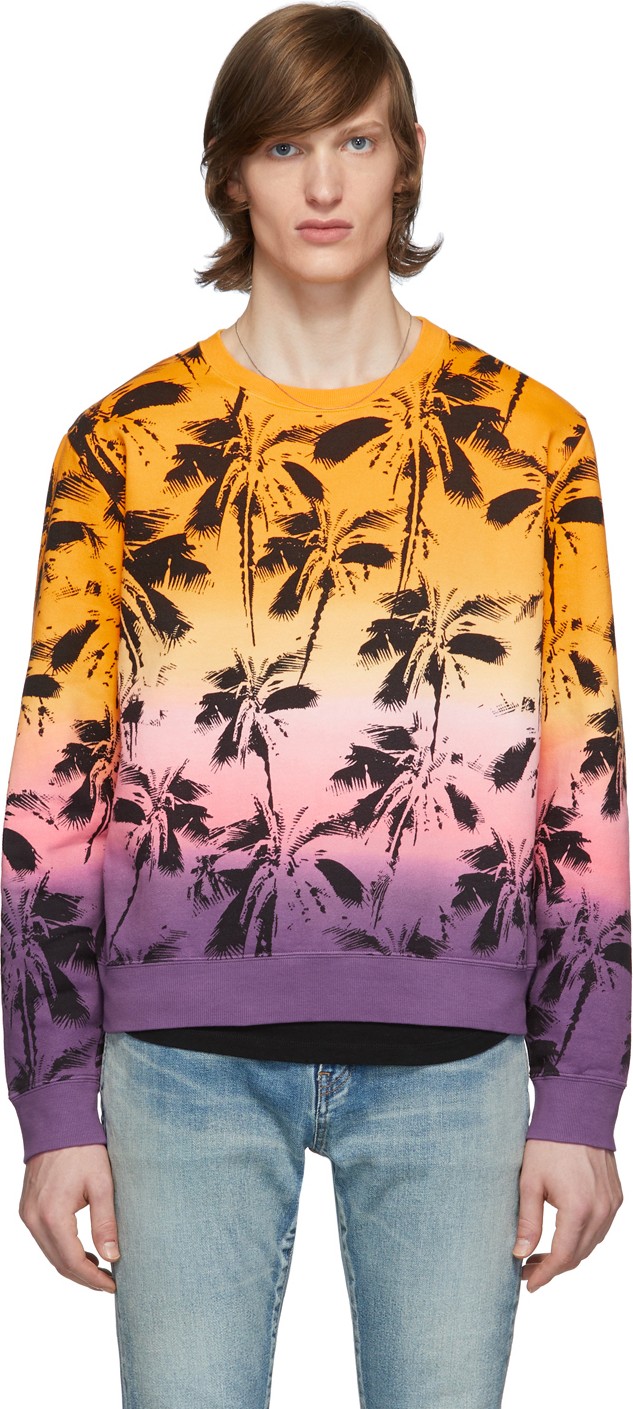 Saint Laurent Yellow Dip-Dye Palm Sweatshirt