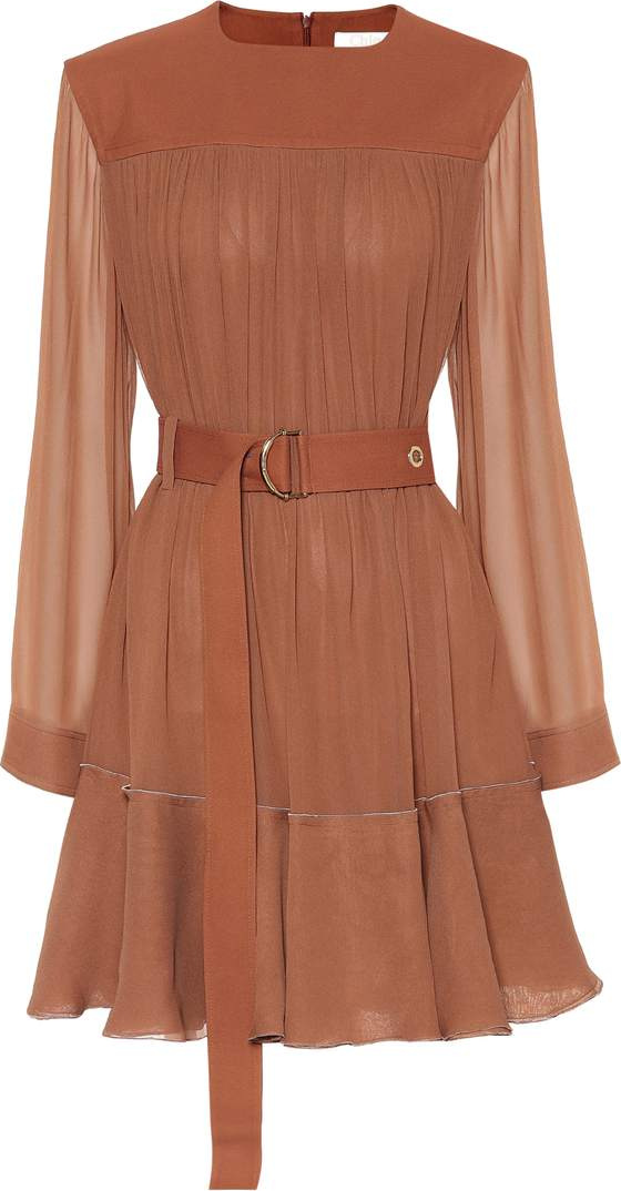 Chloe Silk-blend mousseline minidress