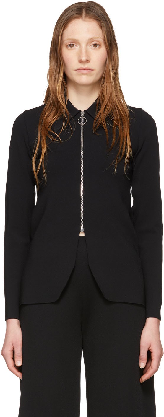 Stella McCartney Black Compact Knit Zip-Up Sweater