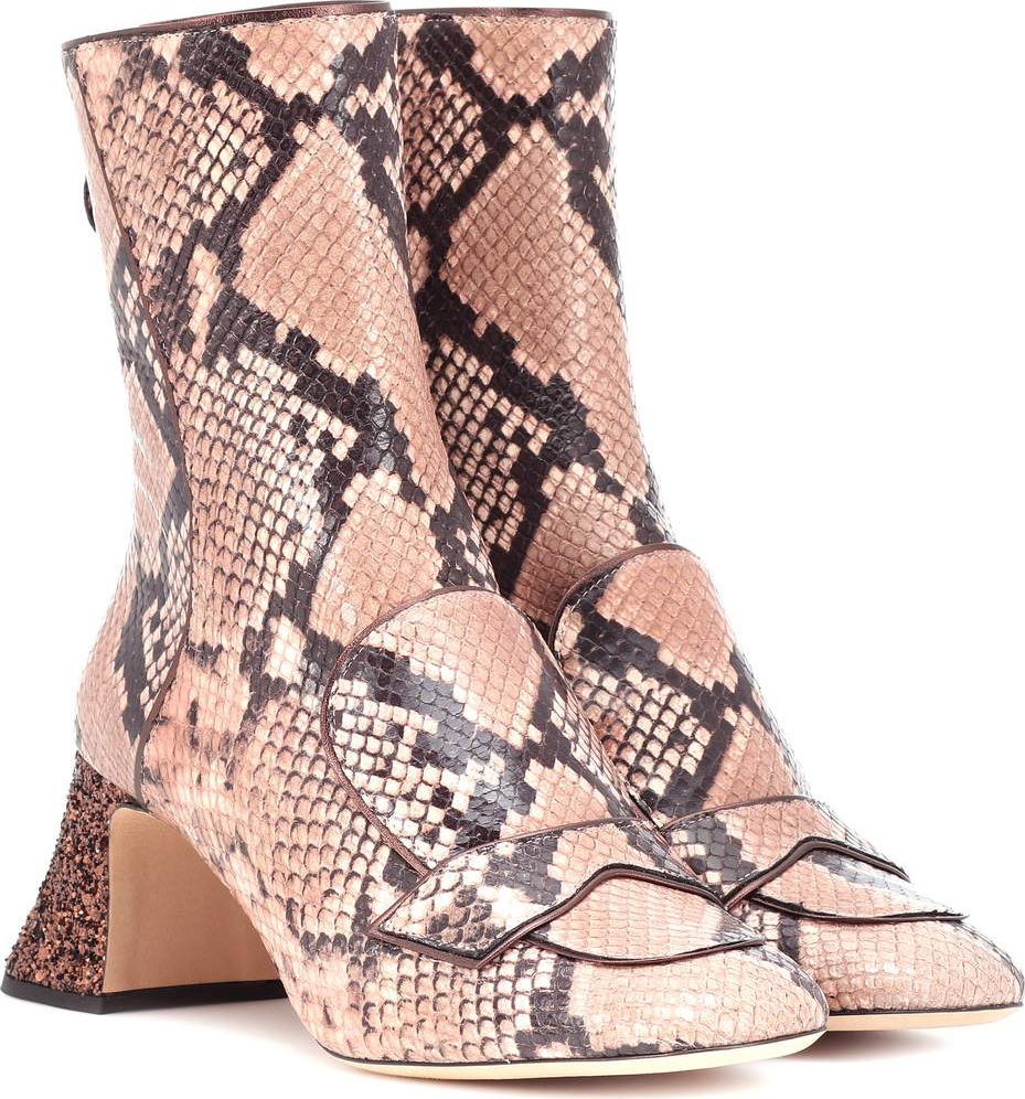 ROCHAS Snake-embossed leather ankle boots