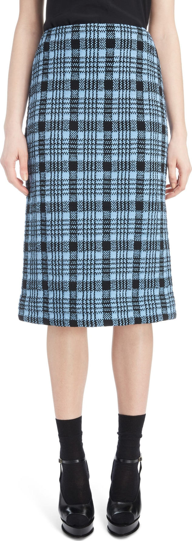 Dries Van Noten Long Plaid Pencil Skirt