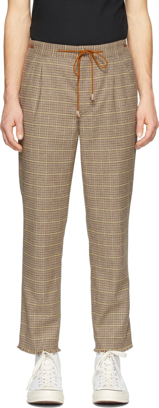 Nanushka Brown Check Wool Tuan Trousers