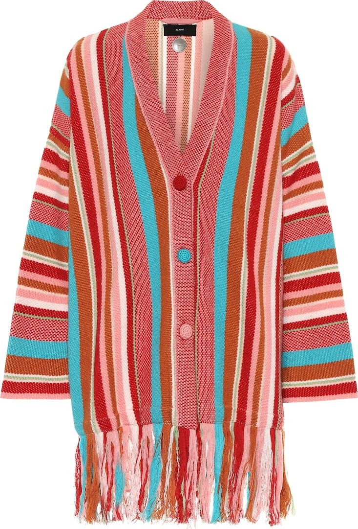 Alanui Striped cotton and cashmere cardigan