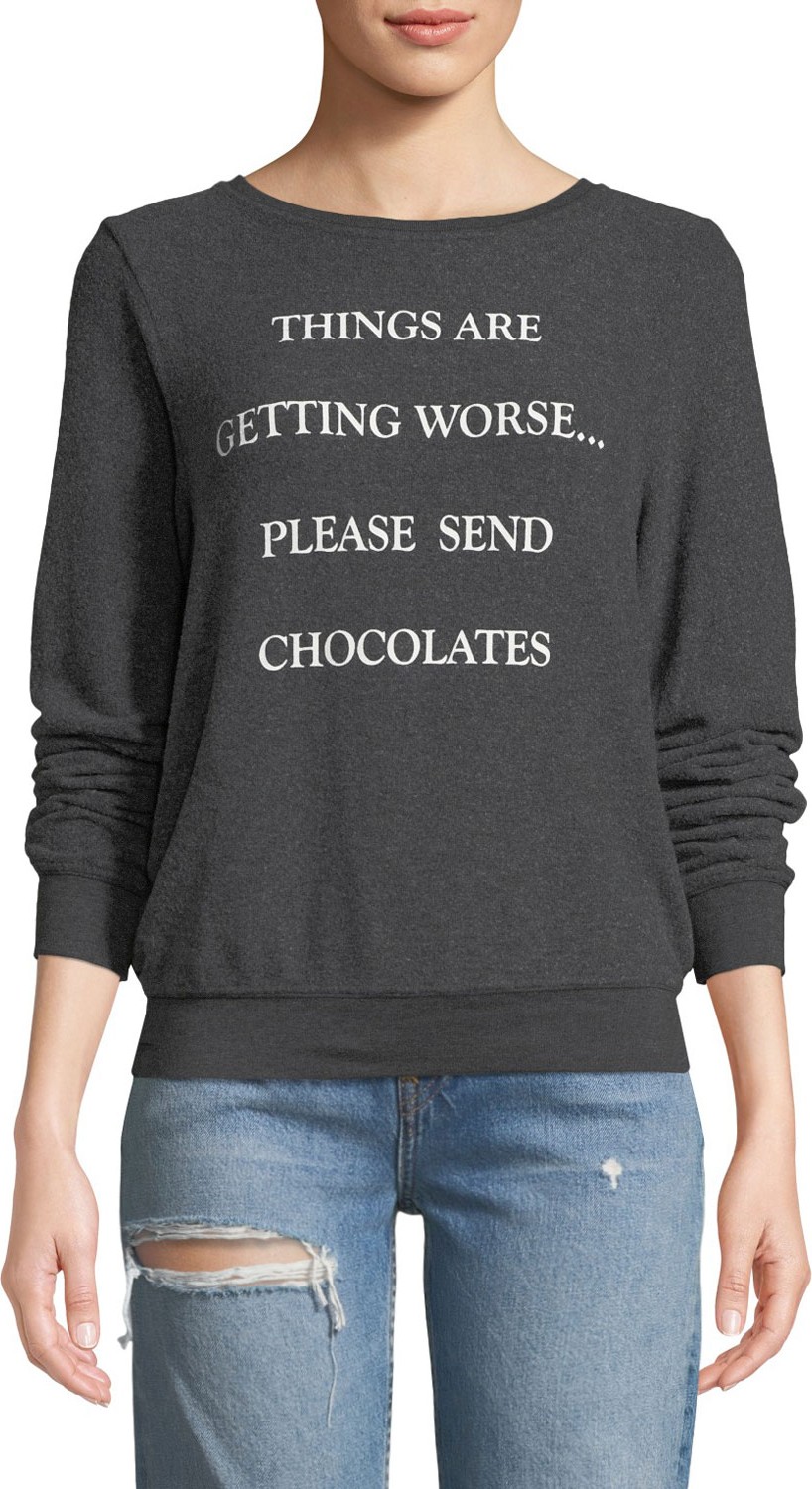 WILDFOX Send Chocolates Graphic Pullover Sweater