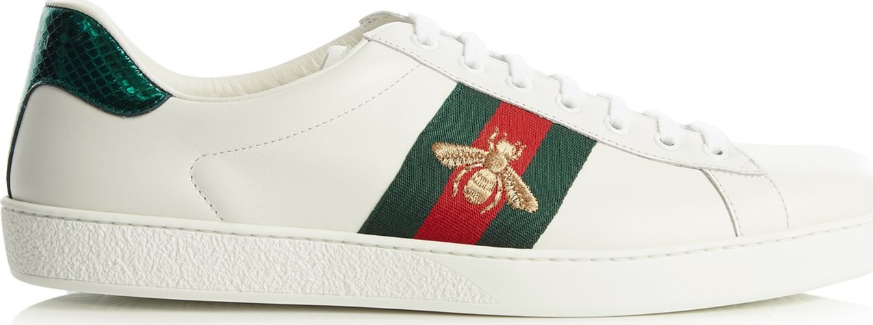 Gucci Ace bee-embroidered low-top leather trainers