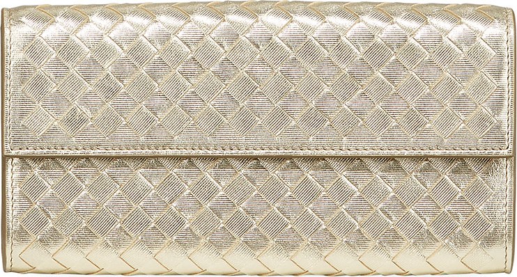 Bottega Veneta Intrecciato Metallic Continental Wallet
