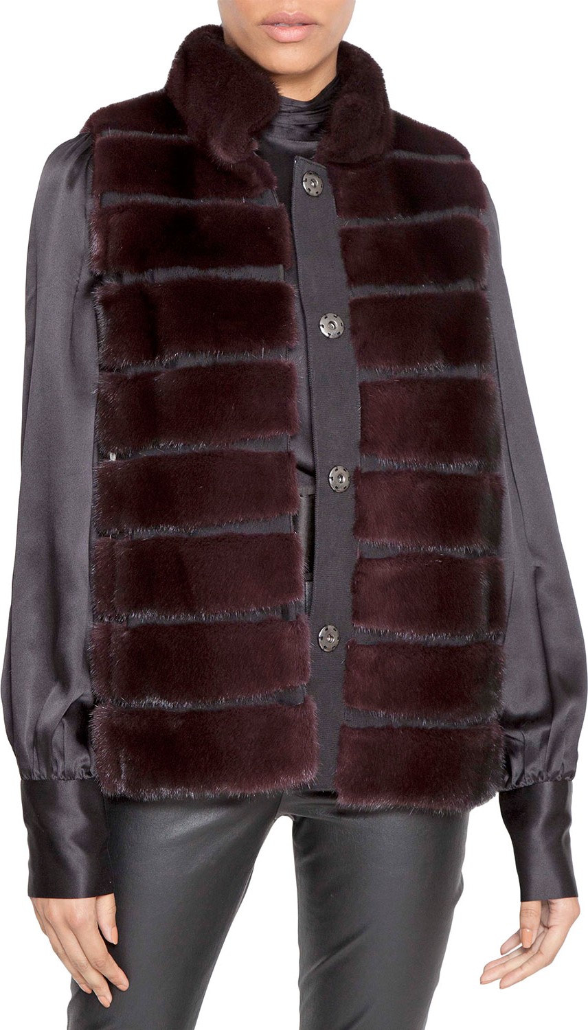 Norman Ambrose Horizontal Quilted Mink Fur Vest