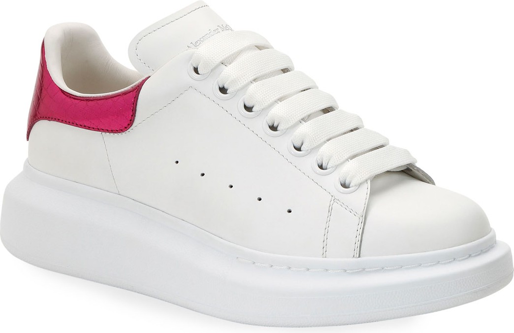 Alexander McQueen Metallic Croc-Embossed Low-Top Sneakers