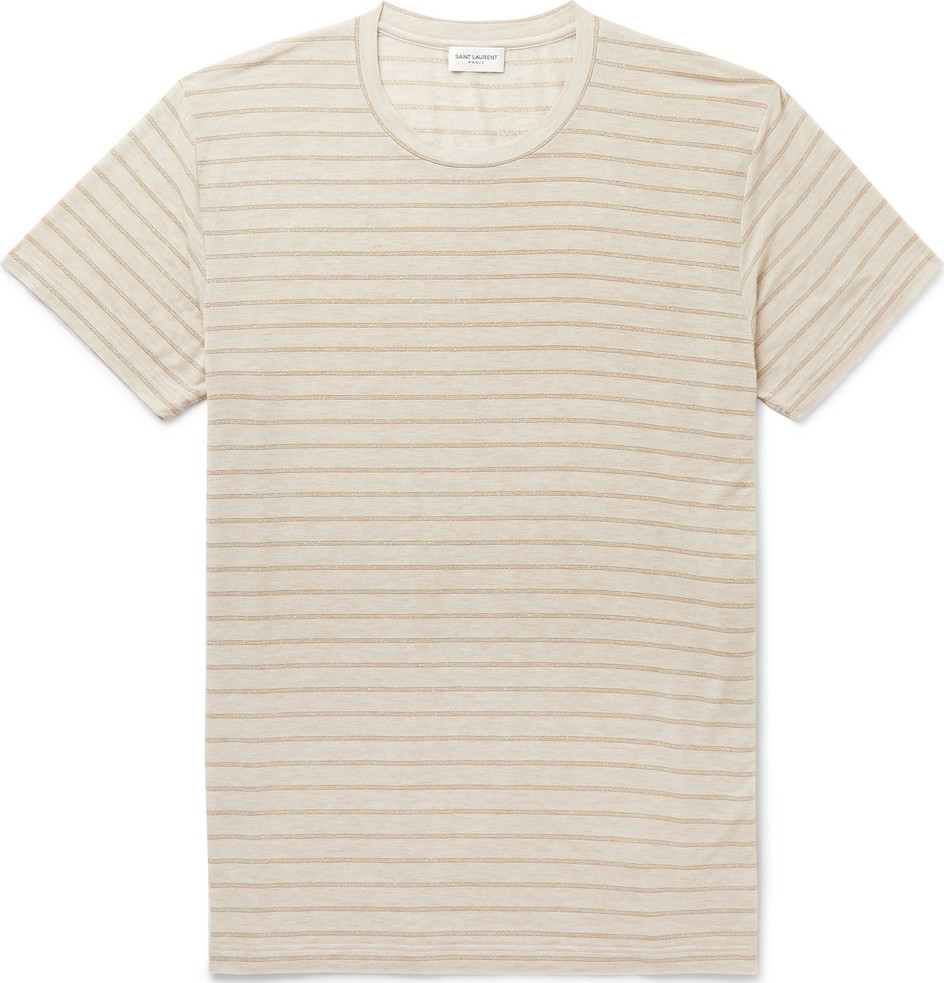 Saint Laurent Metallic Striped Modal-Blend Jersey T-shirt