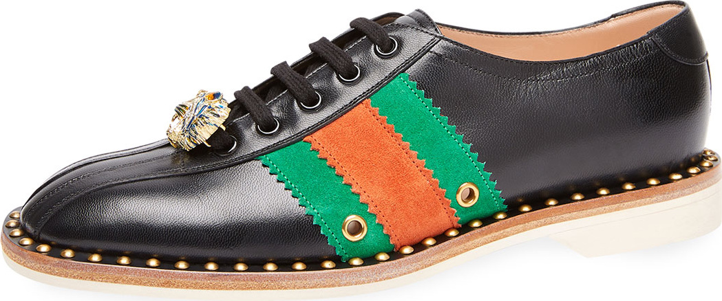 Gucci Leather Lace-Up Bowling Shoe Sneakers