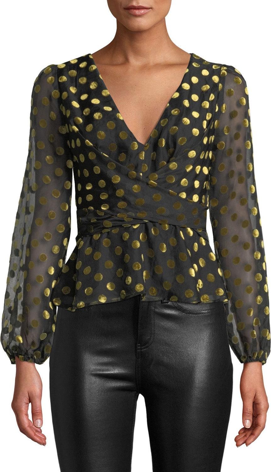 ASTR Tonic Dot-Print Wrap Top