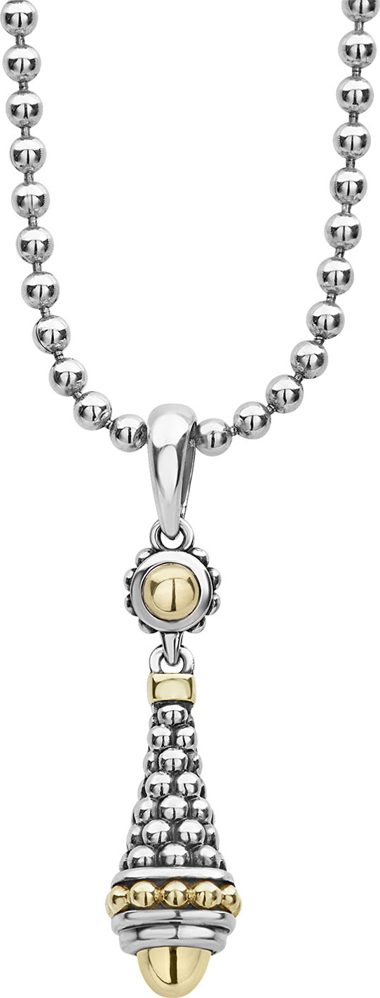 LAGOS Silver & 18k Gold Caviar Pendant Necklace, 18"L