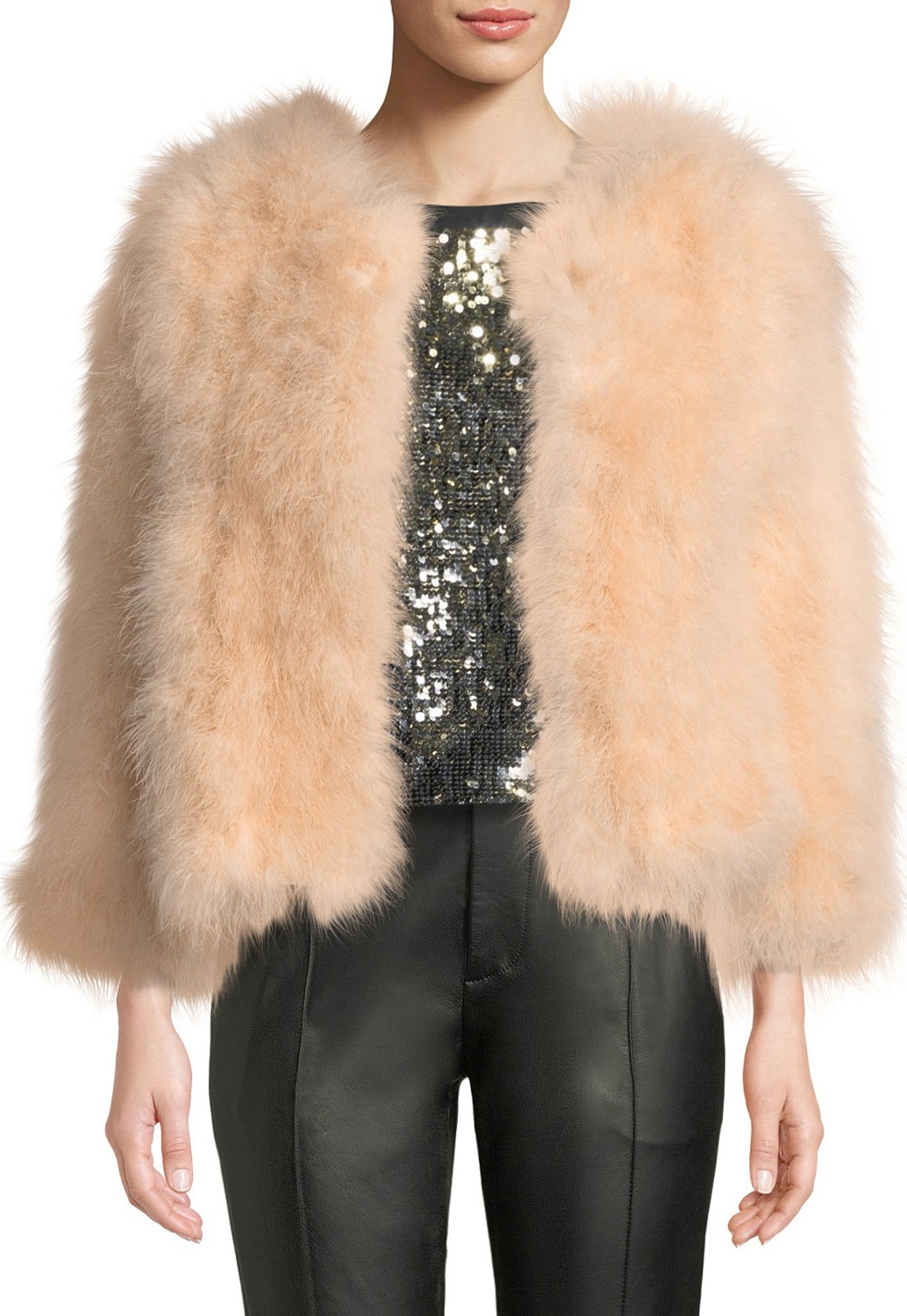 Belle Fare Knit Ostrich Feather Jacket