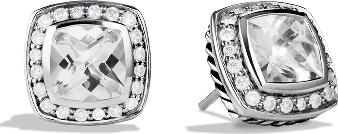 David Yurman Petite Albion Earrings with White Topaz and Diamonds