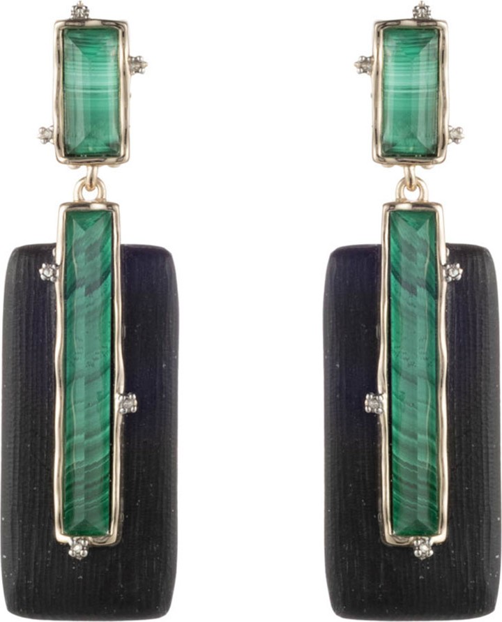 Alexis Bittar Stone Studded Retro Clip Earrings