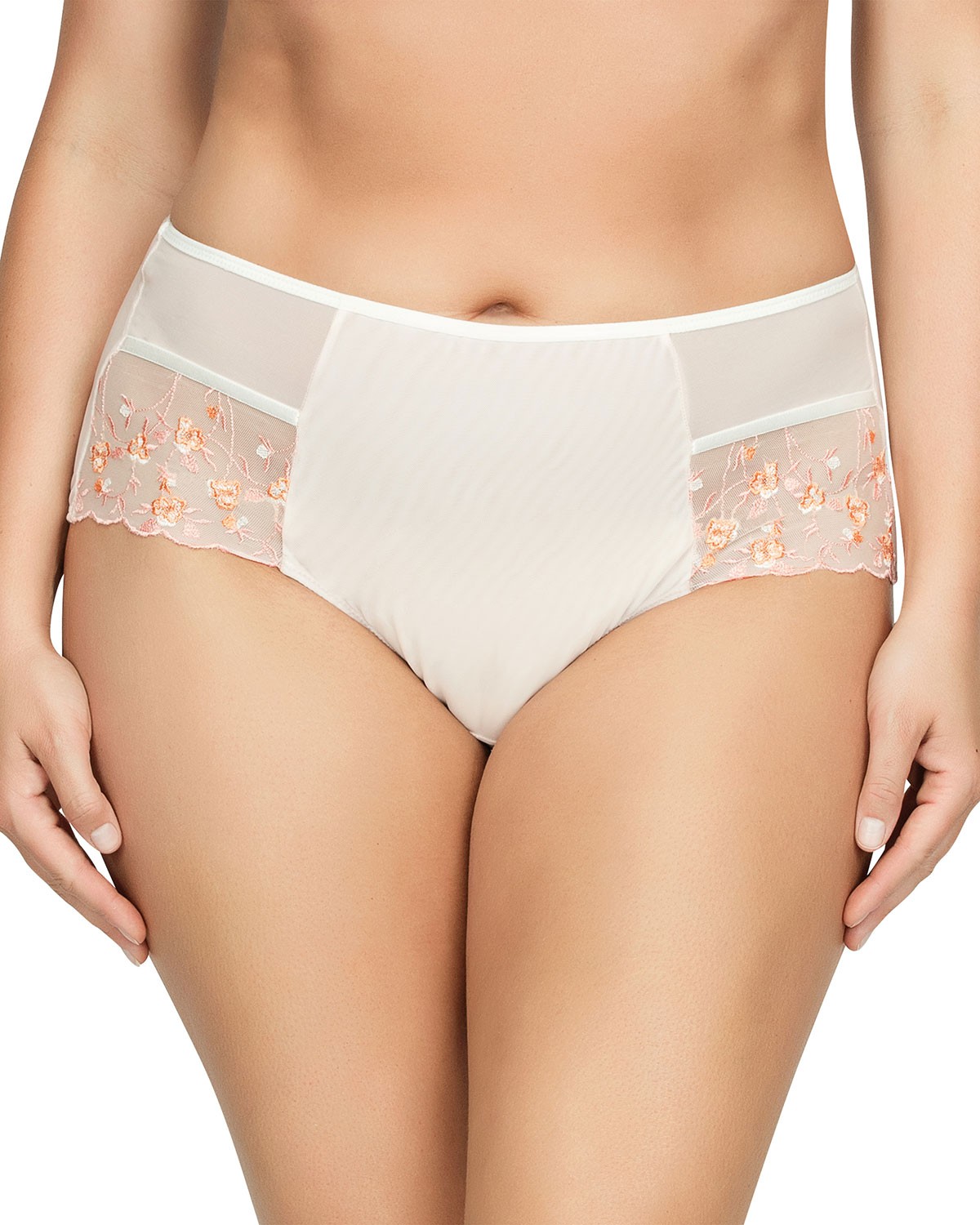 Parfait Briana Floral-Lace High-Waist Bikini Briefs, Petal Pink