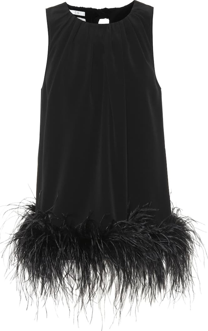 Co Feather-trimmed crêpe top