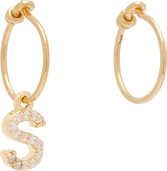 Theodora Warre Mismatched S-charm gold-plated hoop earrings