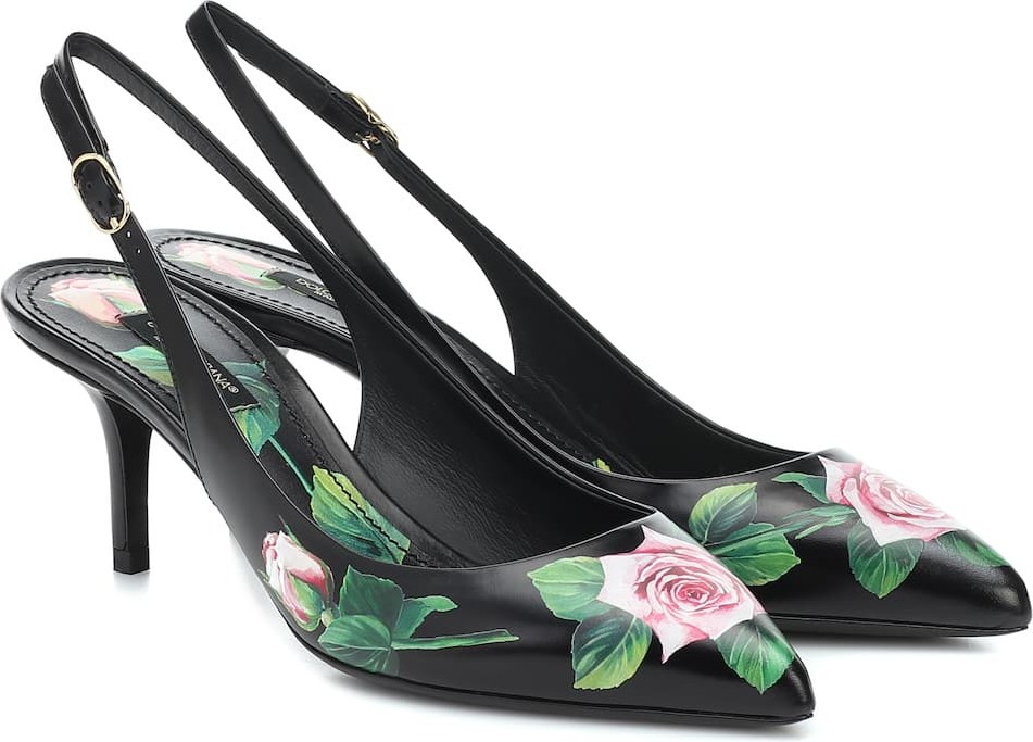 Dolce & Gabbana Floral leather slingback pumps