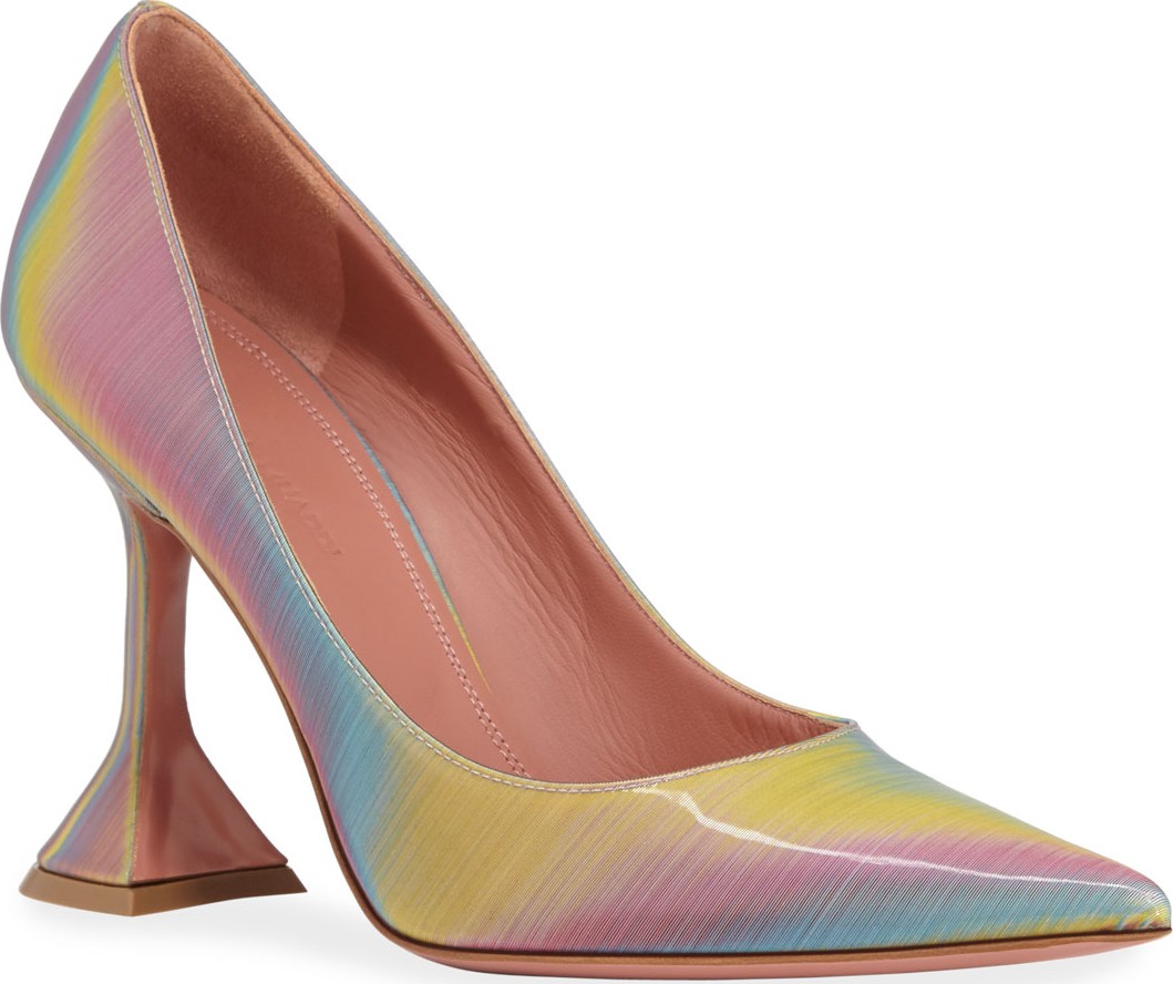 Amina Muaddi Shadow Glossy Leather Pumps