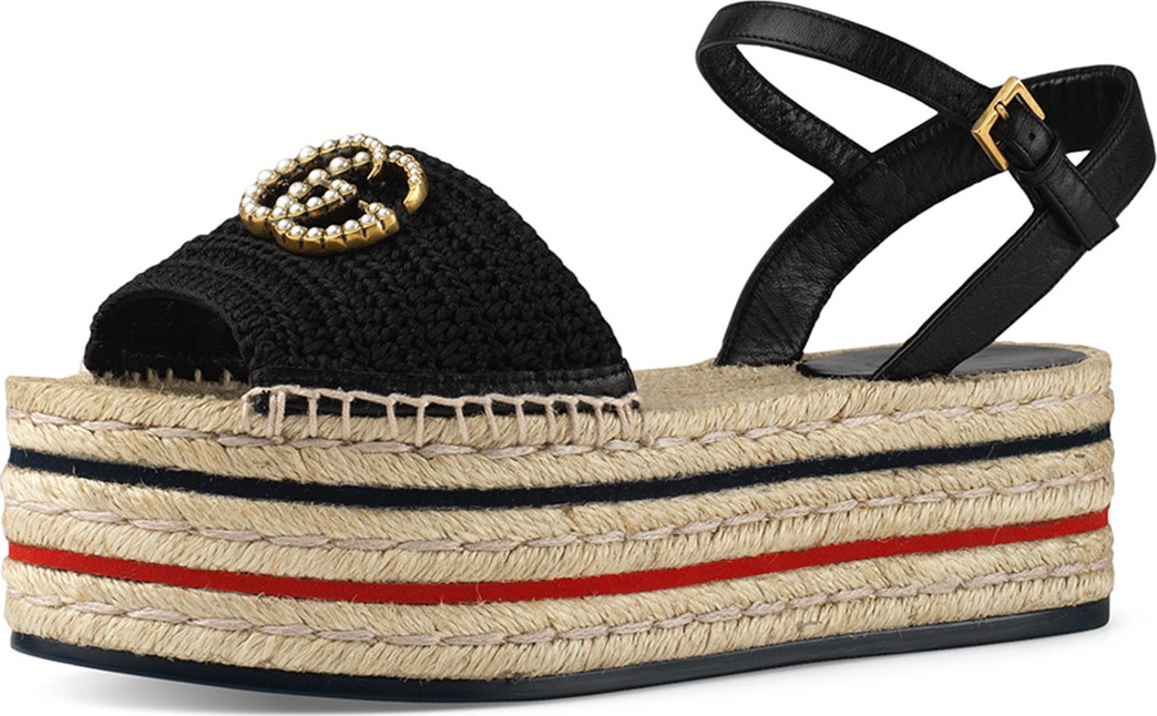 Gucci Layered Platform Crochet Espadrilles
