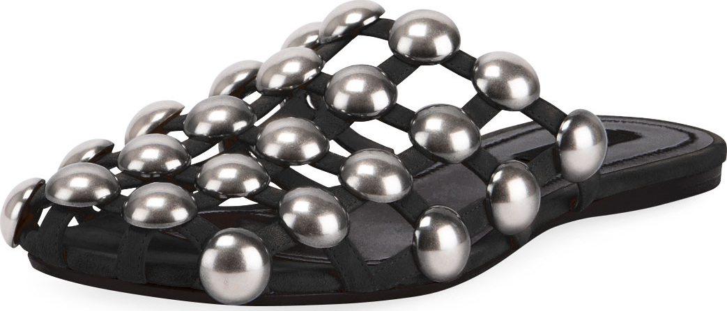 Alexander Wang Amelia Studded Caged Suede Mules