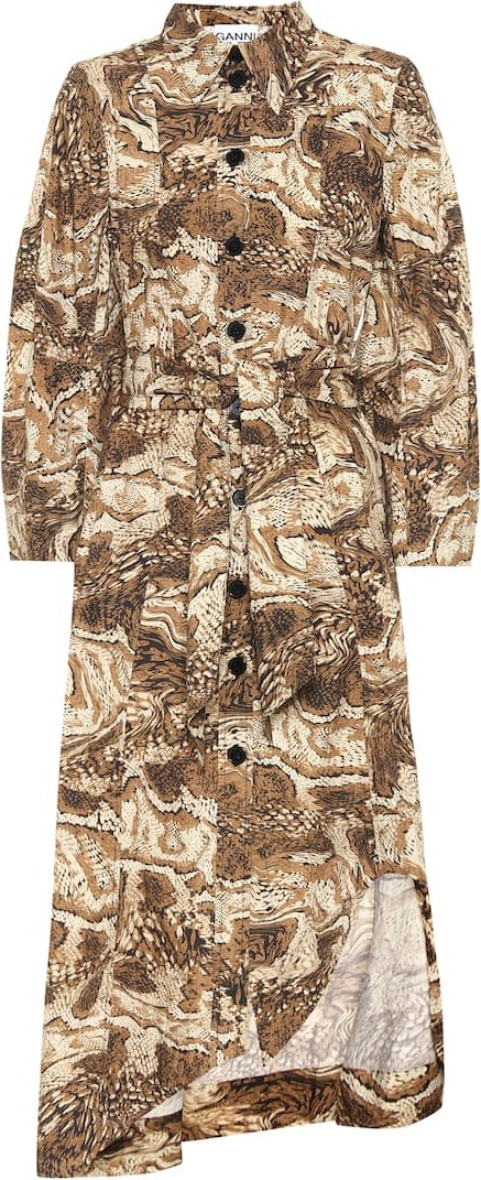 Ganni Printed cotton-poplin dress