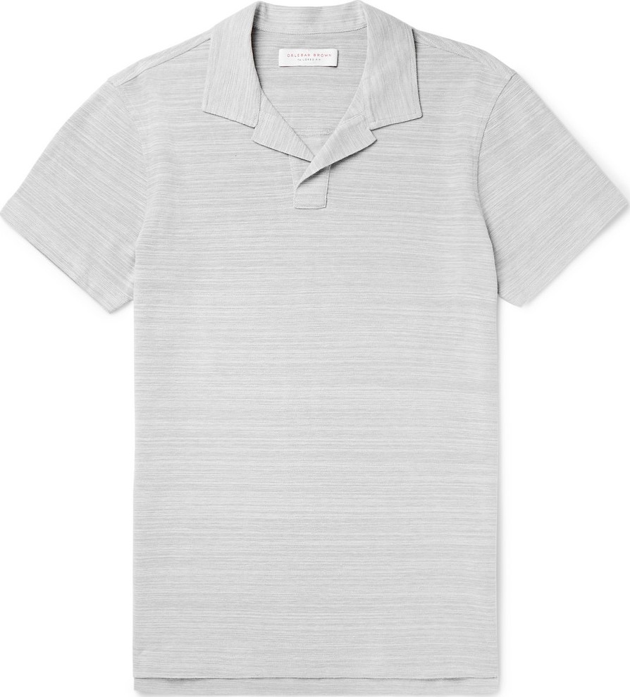 Orlebar Brown Felix Mélange Cotton-Piqué Polo Shirt