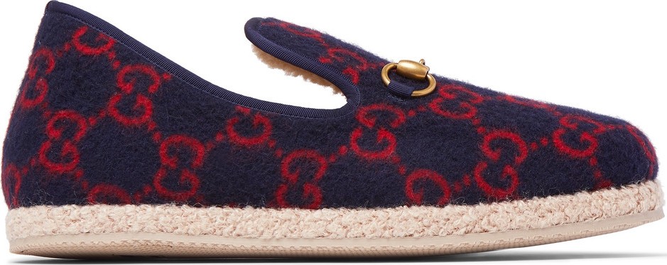 Gucci Fria Horsebit Logo-Print Wool Loafers