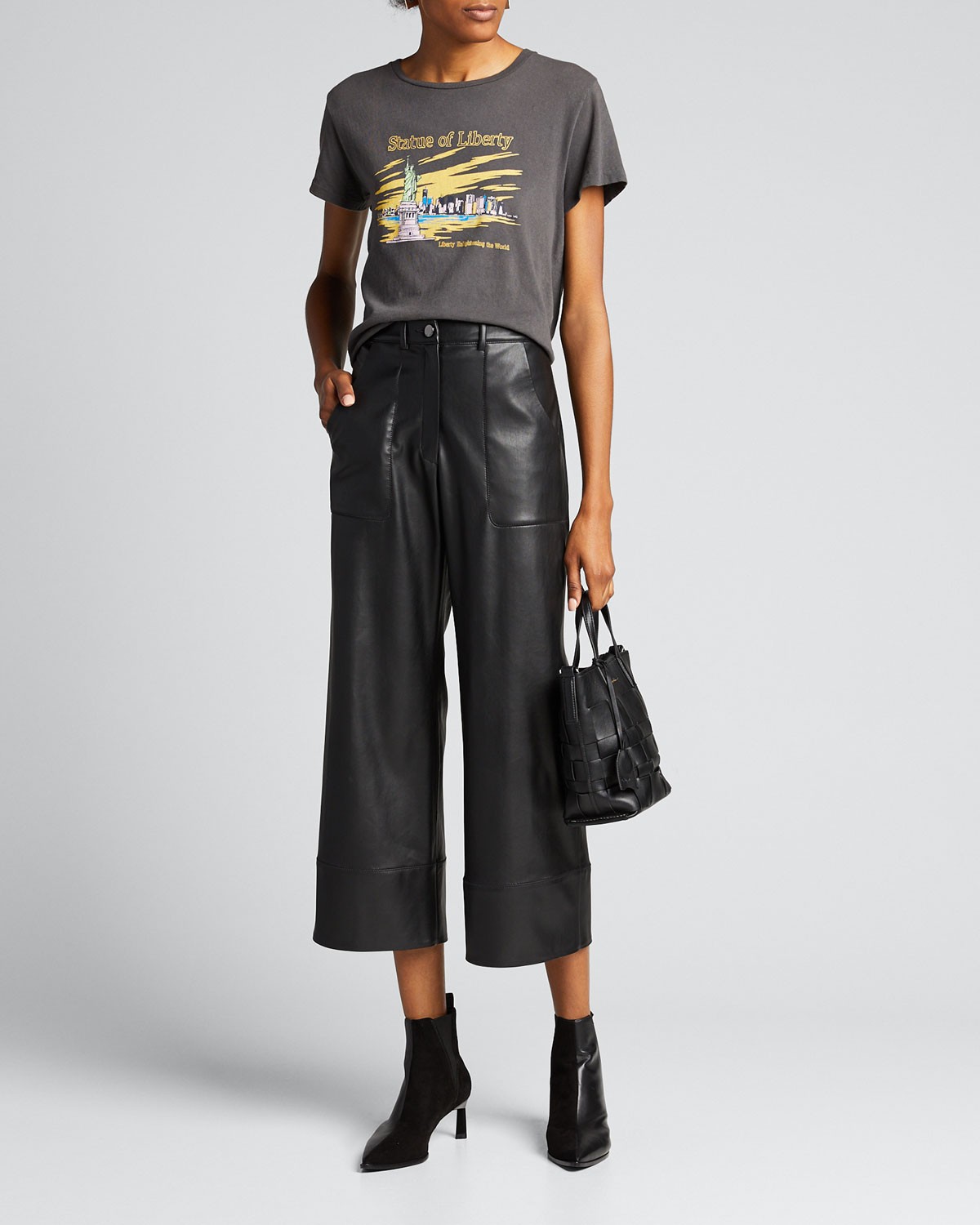 Elie Tahari Tara Faux-Leather Cropped Pants
