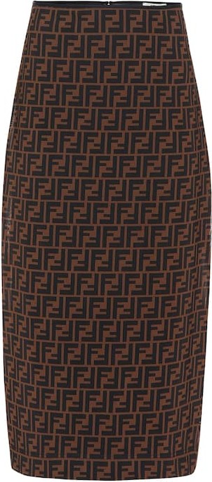 Fendi FF micromesh midi skirt