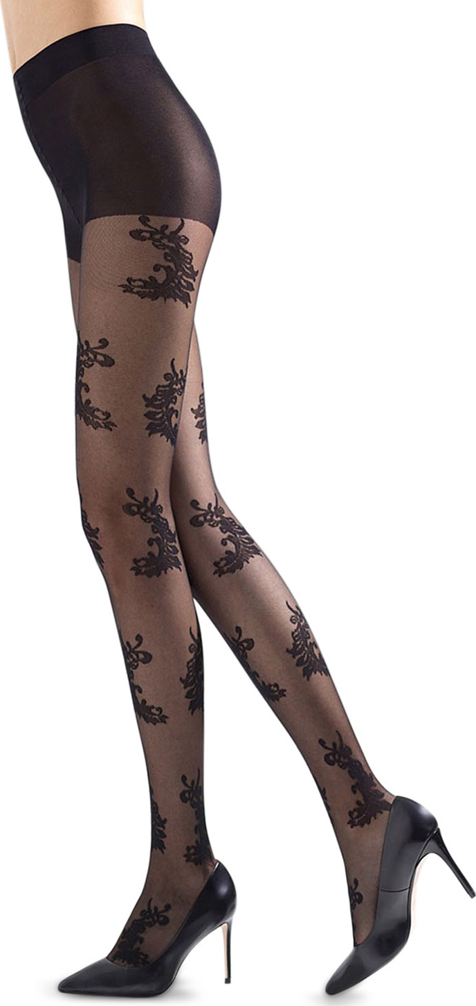 Natori Feathers Sheer Floral-Pattern Control Top Tights Natori Feathers Sheer Floral-Pattern Control Top Tights