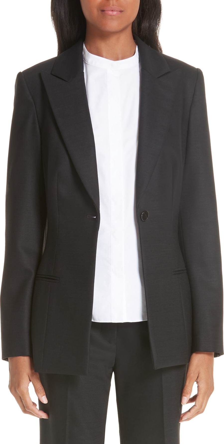 Partow One-Button Stretch Wool Gabardine Jacket