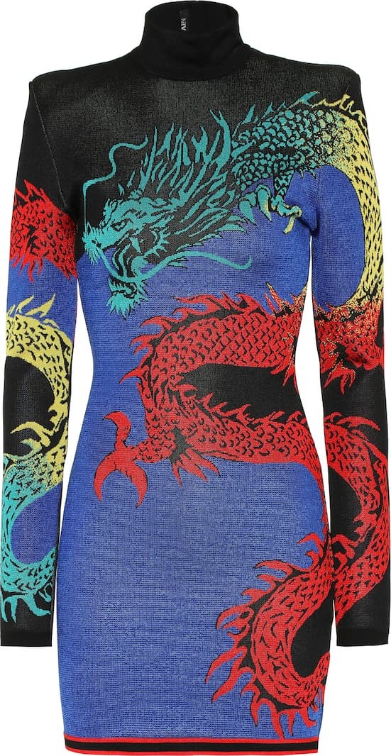 Balmain Printed jersey minidress
