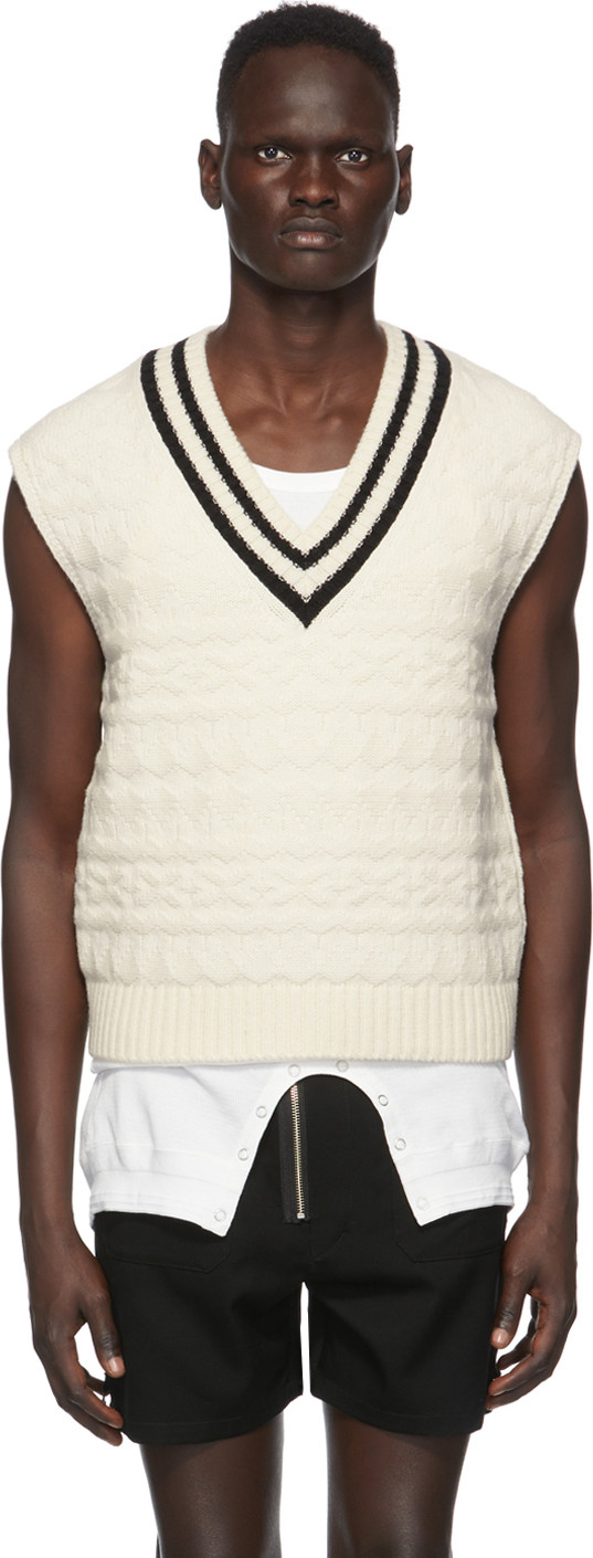 Takahiromiyashita The Soloist - White Wool V-Neck Vest