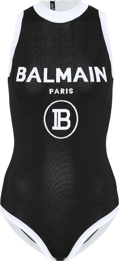 Balmain Logo intarsia jersey bodysuit