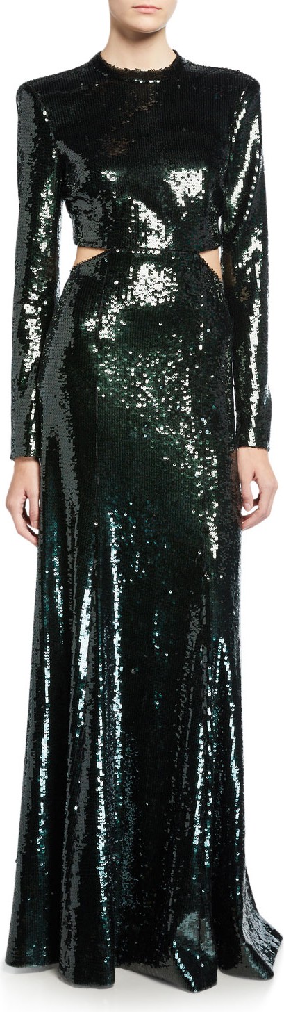 A.L.C. Gabriela Sequined Cutout Long-Sleeve Gown A.L.C. Gabriela Sequined Cutout Long-Sleeve Gown