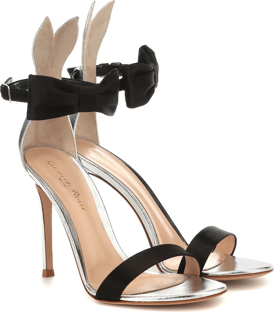 Gianvito Rossi Metallic leather and satin sandals