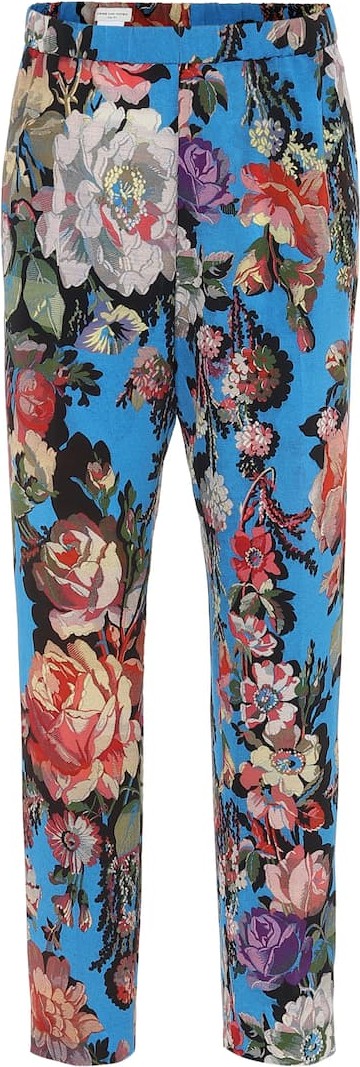 Dries Van Noten High-rise floral-jacquard slim pants