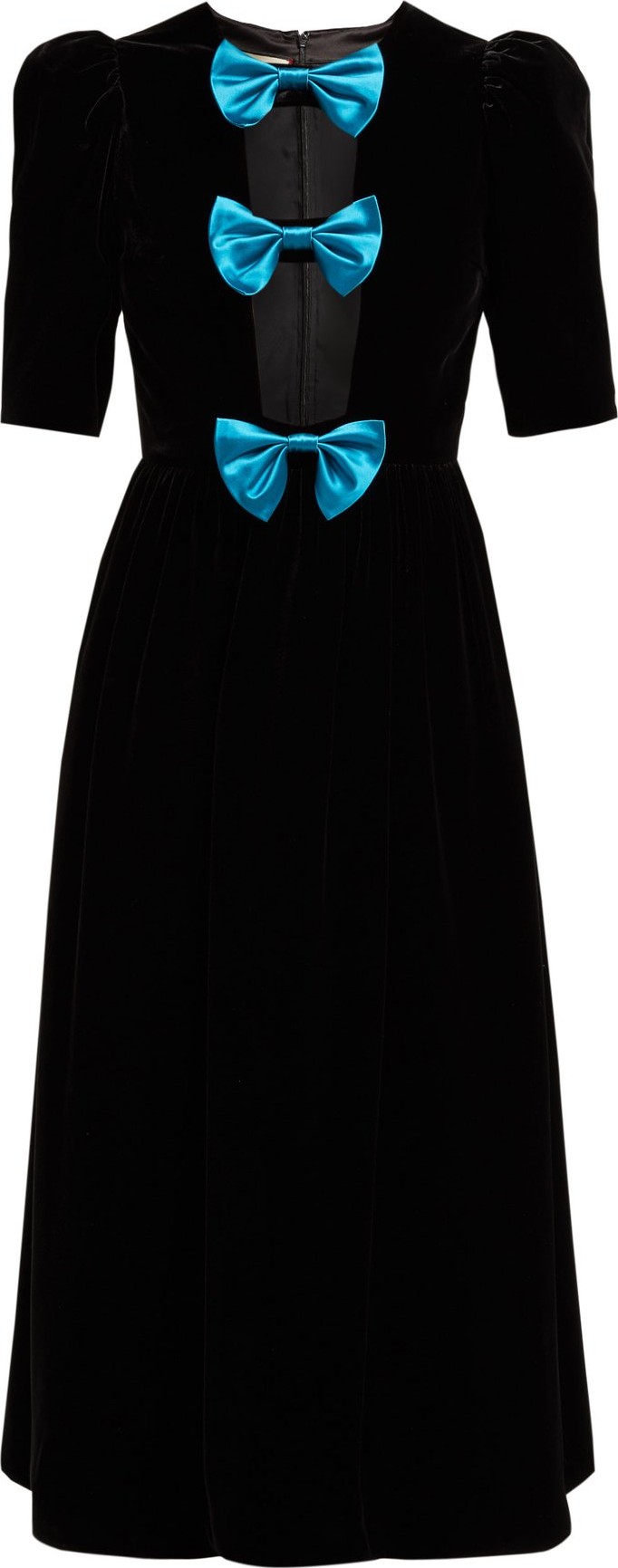 Gucci Bow-embellished velvet midi dress